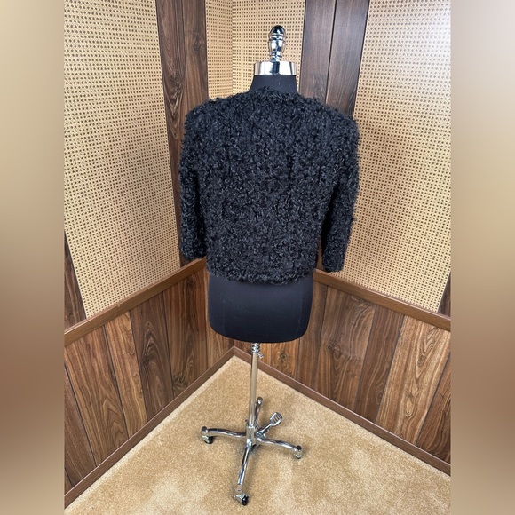 Byte By Giuliana Teso Black Curly Lamb Fur Jacket Coat 40 - Picture 5 of 12
